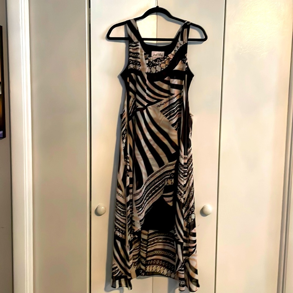 Pink black and white design dress